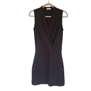 Aritzia Babaton Phoenix Sleevless Wrap Mini Dress in Dark Brown